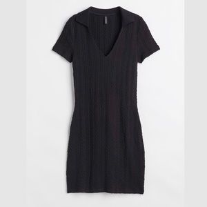 H&M | Black Collared Knit Bodycon Dress